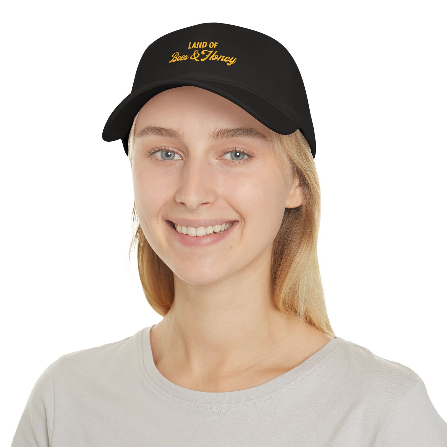 Land of Bees & Honey Embroidered Low-Profile Hat – Black