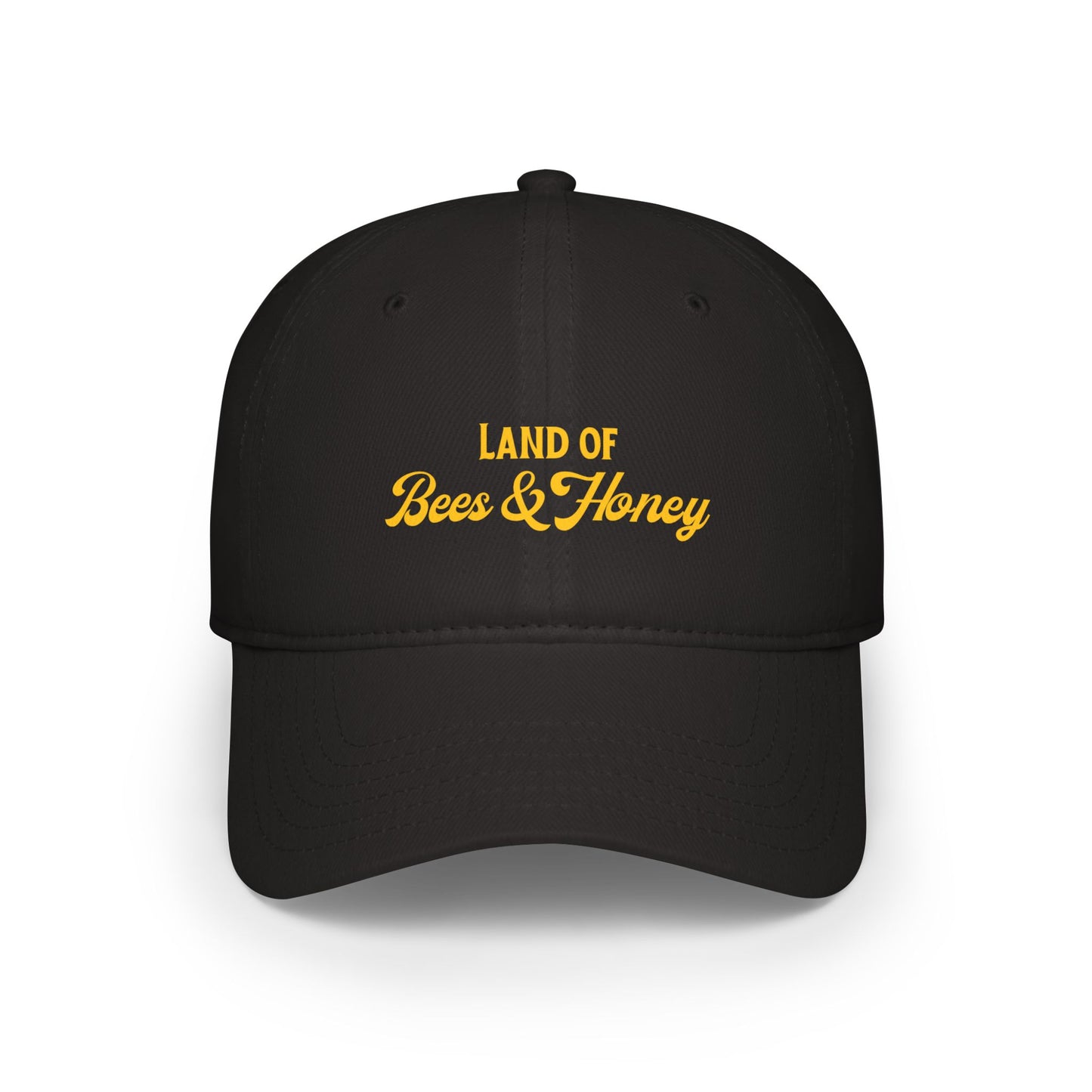 Land of Bees & Honey Embroidered Low-Profile Hat – Black