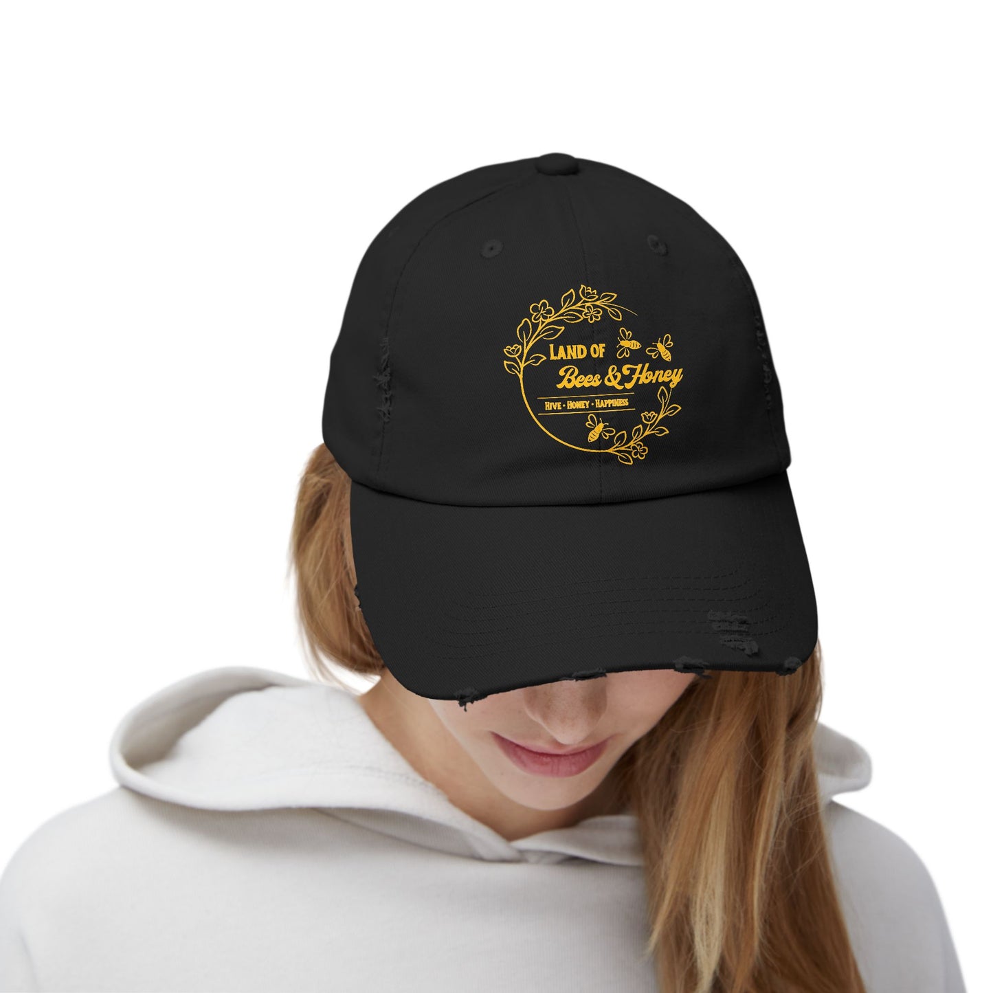 Love & Honey Embroidered Distressed Hat